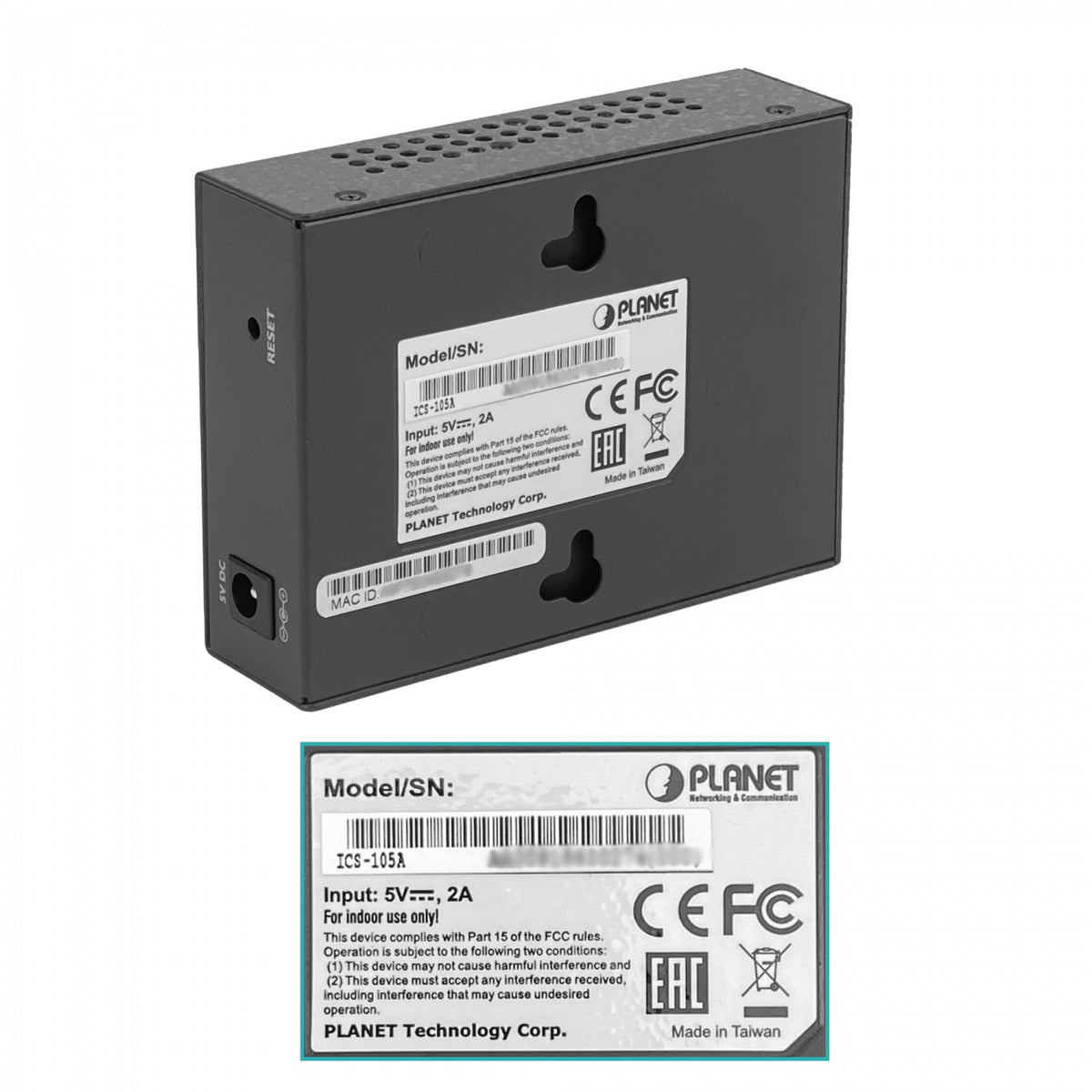 ICS-105A PLANET 1-Puerto-SFP 1-Puerto-Serial-DB9 Convertidor de Medios RS232/RS422/RS485 a Ethernet 5VDC