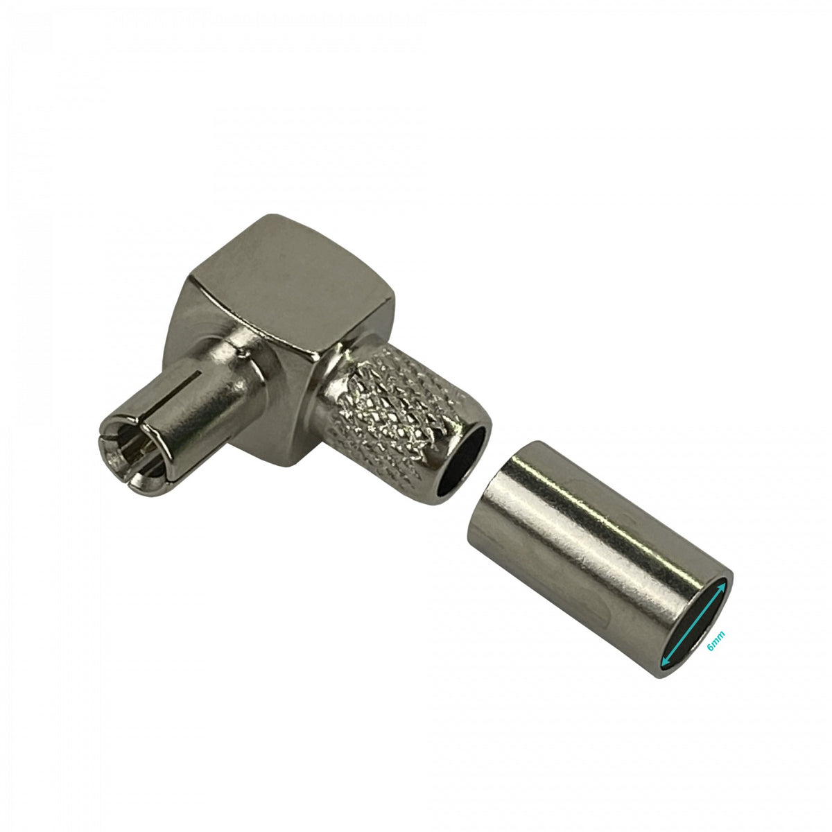 8M2J TS9-Macho en ángulo recto LMR195 Conector engarzable para RG58 RG142