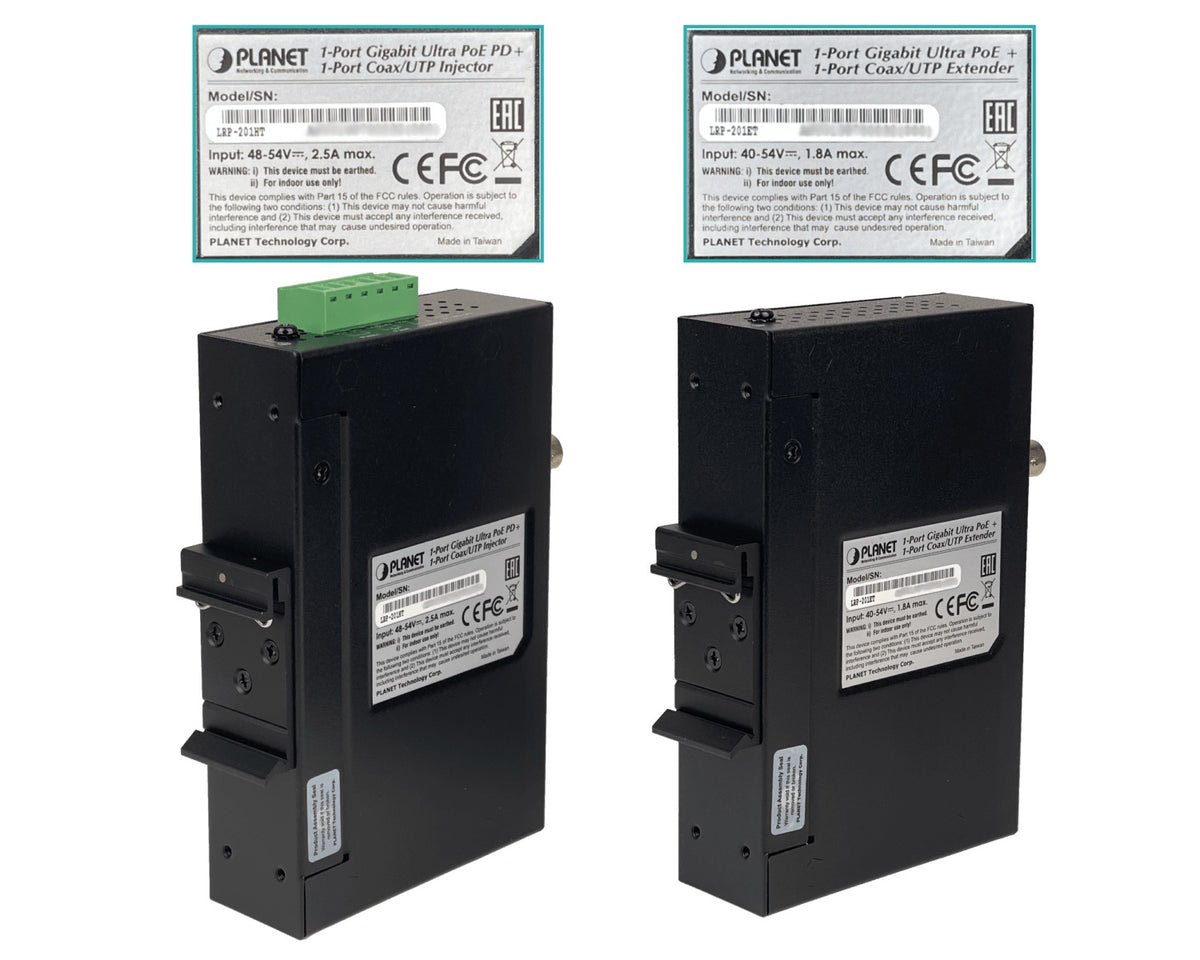 LRP-201-KIT PLANET Conjunto Extensor Alcance 600 Metros UTP/BNC 1000 Mbps Fuente Requerida 48 a 56 VCC PoE 60 Vatios