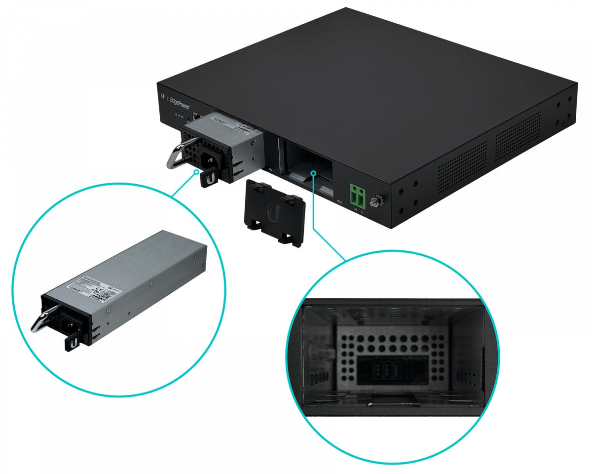 EP-54V-150W. UI Fuente de alimentación para rack 1U de 54 VCC, 150 W/300 W, 1-100-LAN EdgePower EP-150W-54V UBIQUITI