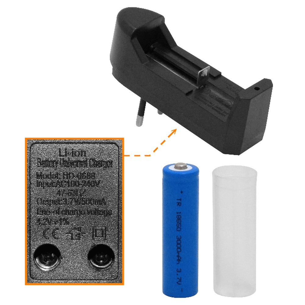 LINTERNA DM-L03 Linterna de 1 LED XML-T6, alimentada por batería de litio 18650, incluye cargador de 4,2V y la pila