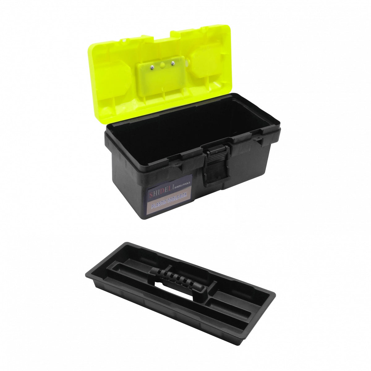 MALETIN-14 SHIDELI Estuche portaherramientas negro y amarillo de 36x18x18cm con compartimento interior