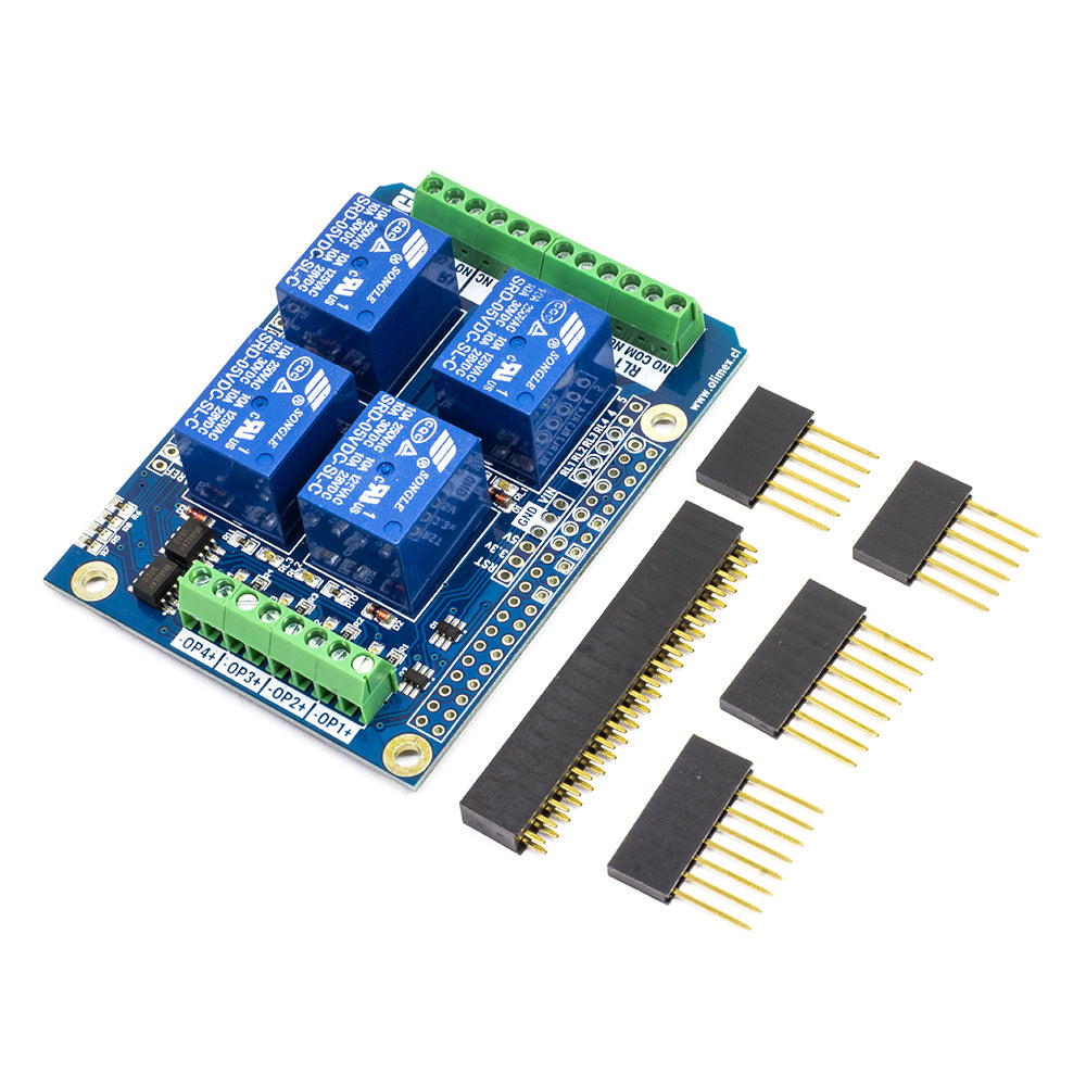 Tarjeta Relé MCI 4 con 4 Entradas Acopladas Ópticamente (Compatible Arduino / Raspberry Pi)