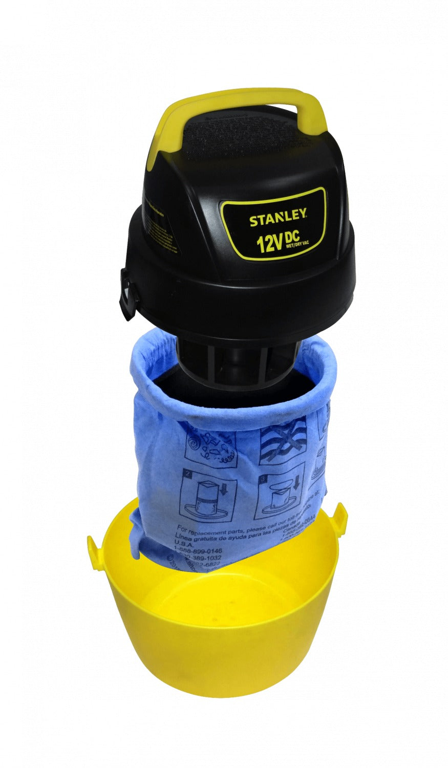 ASPIRADORA-12V STANLEY Aspiradora Portátil 12V para Líquidos y Sólidos 3,8 Litros Cable 5 Metros Enchufe Automotriz
