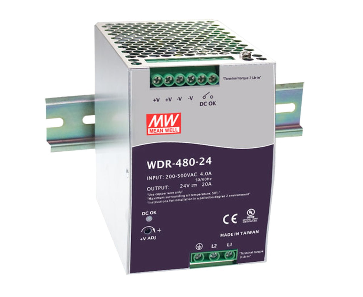 Fuente de poder Riel DIN Bifásica 480W WDR-480 - 48V