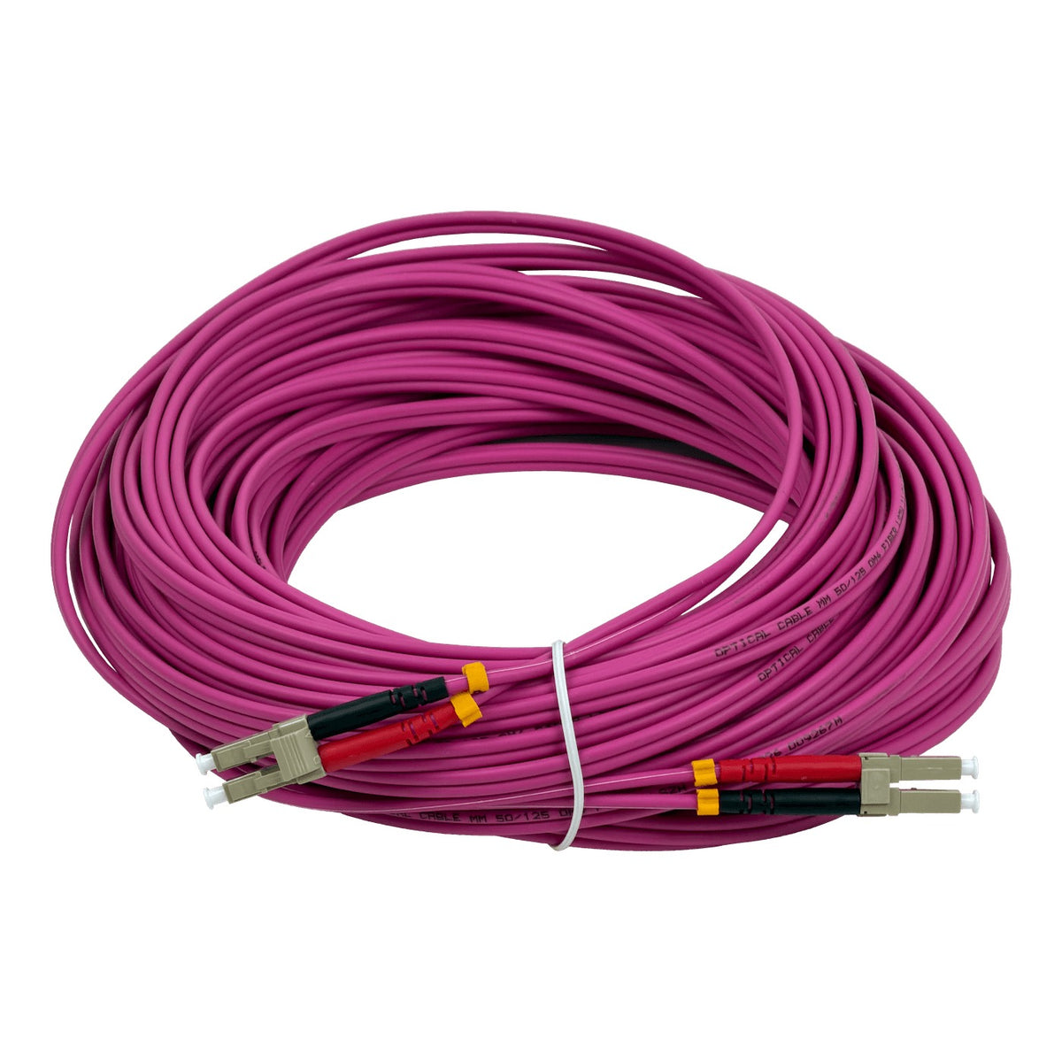 JF4LL25. Cable puente de fibra óptica multimodo OM4 dúplex LC-LC de 25 metros, núcleo/revestimiento 50/125 µm, diámetro 3 mm, cubierta LSZH