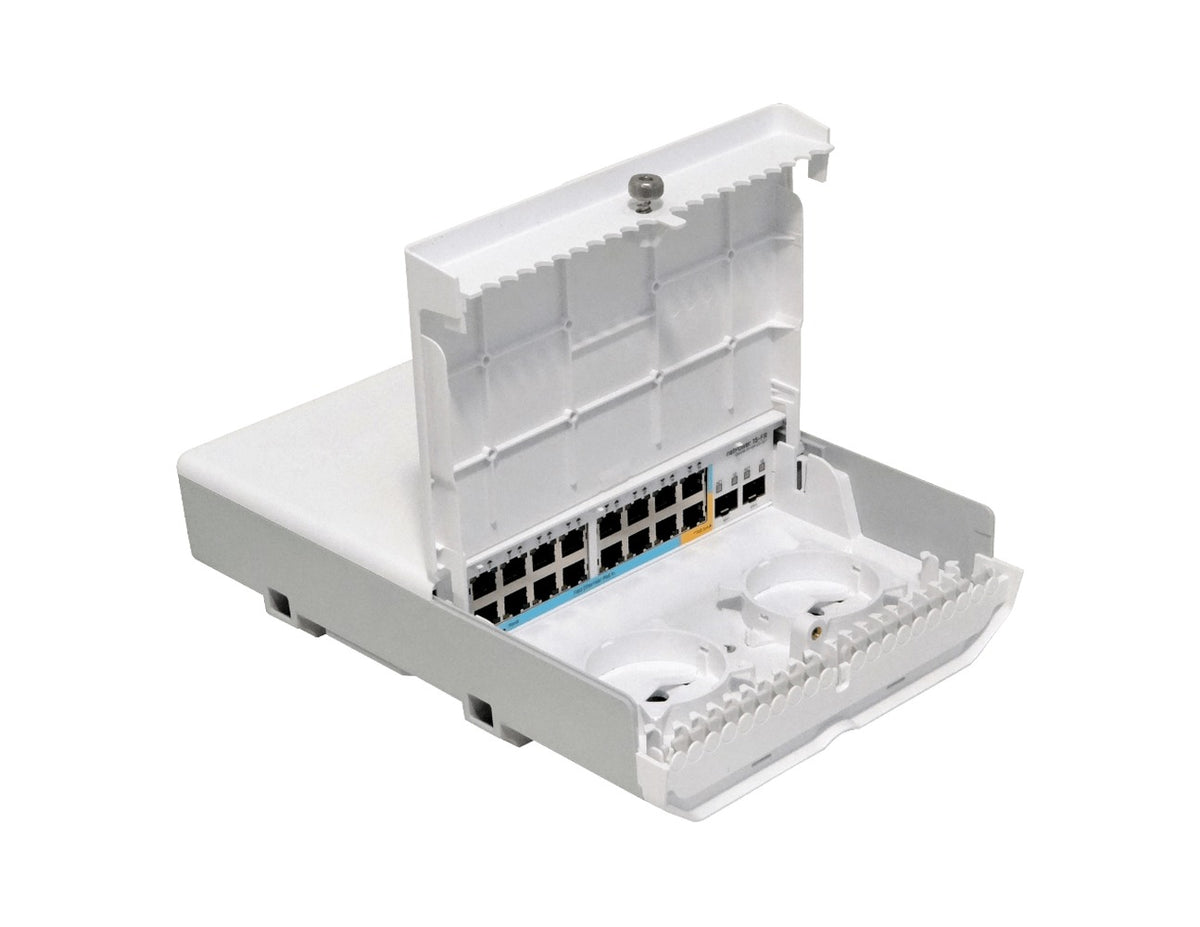 NETPOWER-15FR-LIQ. MIKROTIK USADO 16-100(15-PoE-in) 2-SFP L5 req18-57V CRS318-1FI-15FR-2S
