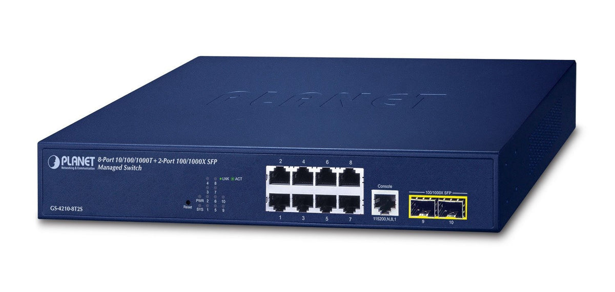 Switch Administrado SFP de 8 Puertos 10/100/1000T + 2 Puertos 100/1000X