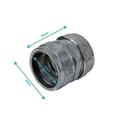 EMT32-UC Acoplamiento de compresión de 32 mm en acero galvanizado para tubería conduit EMT de 32,0 mm vista 4