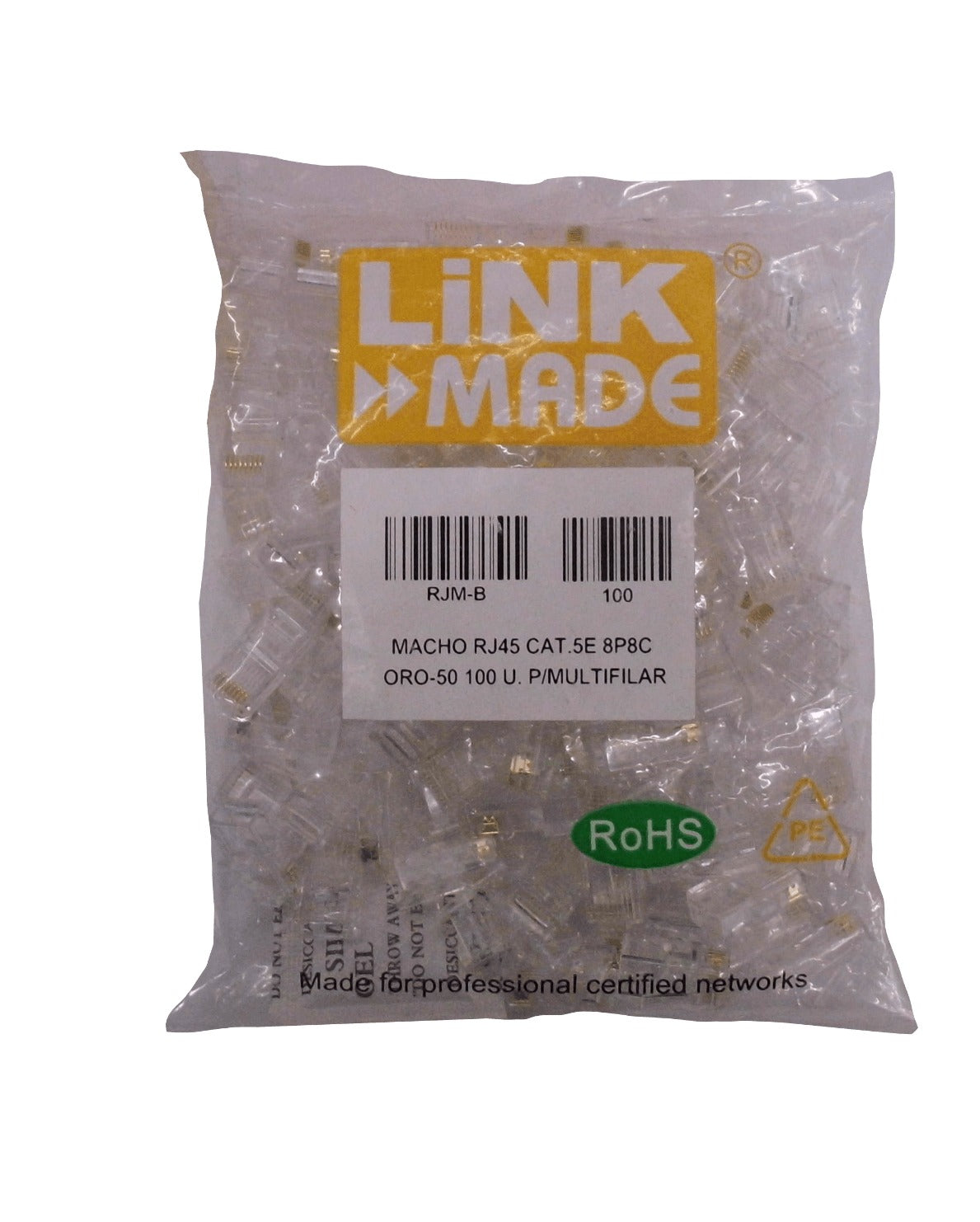 RJM-B LINKMADE 100 Unidades para Cable Multifilar Cat5e UTP Conector RJ45