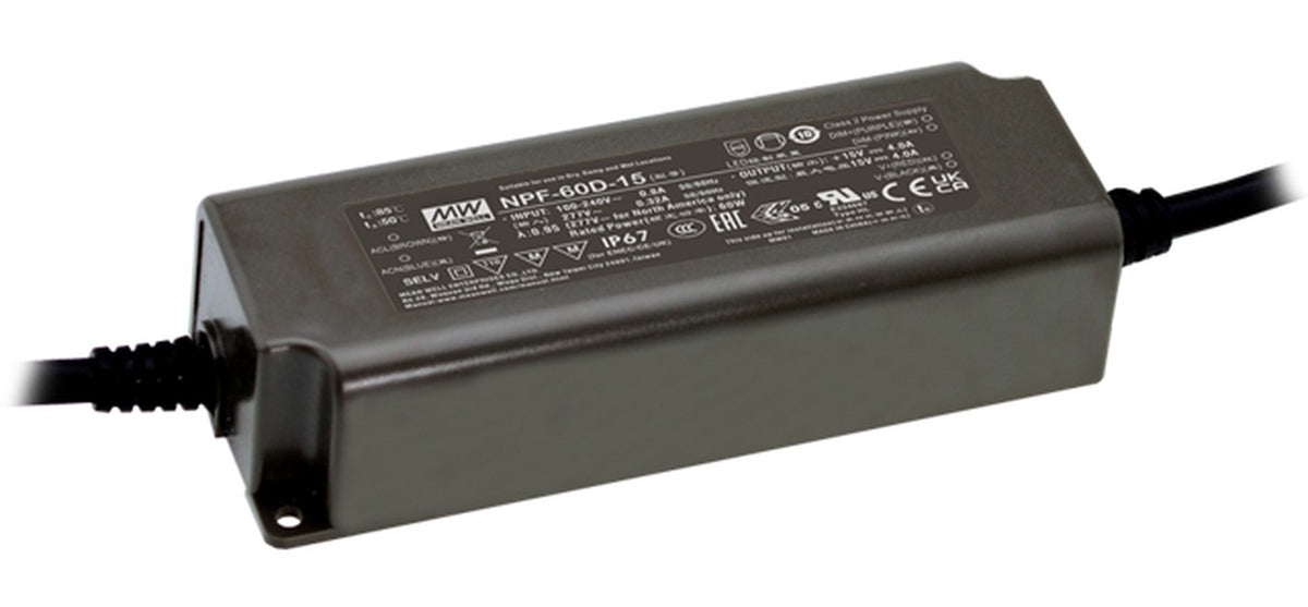 Driver LED plástico corriente dimmer 3 en 1 PFC 60W IP67 NPF-60D - 3A