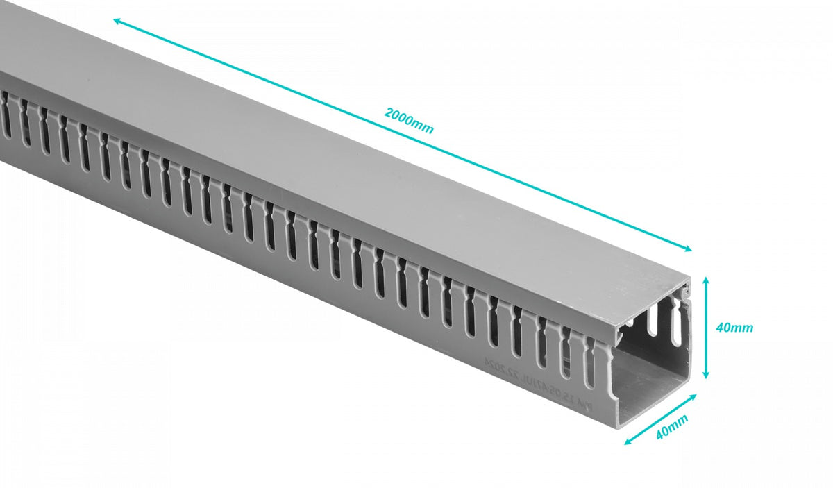 RAD-E4 Canaleta Ranurada 2mt x 40x40mm Gris para Tablero Electrico