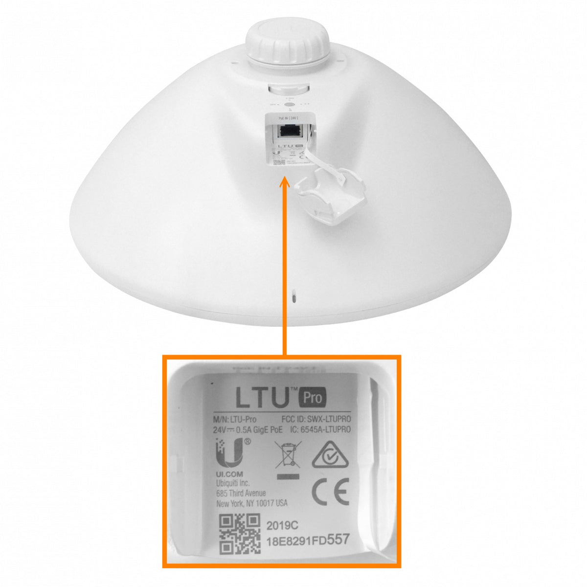 LTU-PRO. UI 24dBi 4,9-6,2GHz 2,4GHz 14x14º 1-1000 incluye24V 22dBm 10-50MHz LTU-PRO-EU UBIQUITI