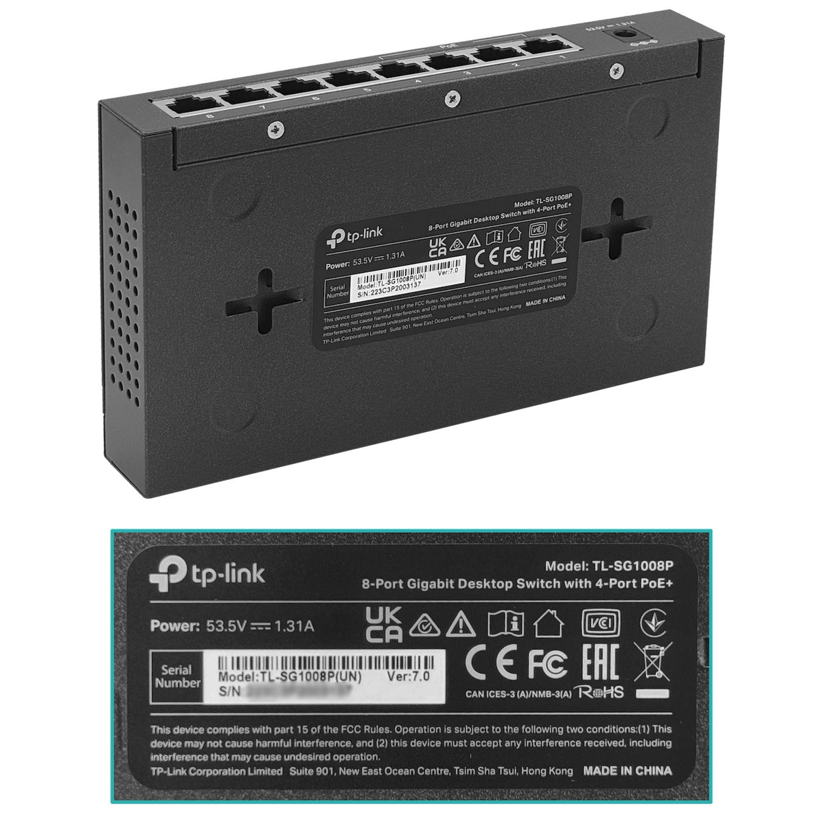 TL-SG1008P TP-LINK 8-1000(4-PoE48V-af) 53W-total Switch no-Admin no-Rack