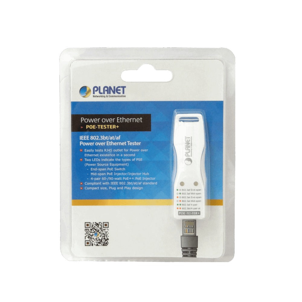 POE-TESTER+ PLANET Comprobador PoE++ af/at Indicador MID-SPAN END-SPAN 1-RJ45