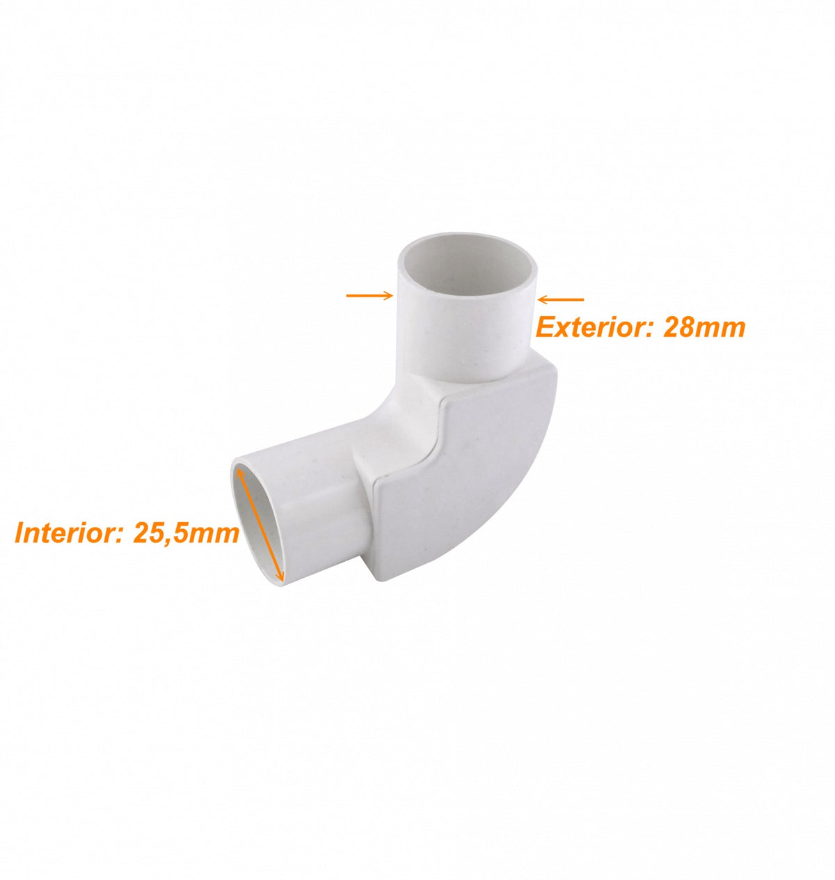 PVC25-CT Codo con tapa LINKCHIP de 25 mm para conducto de PVC blanco