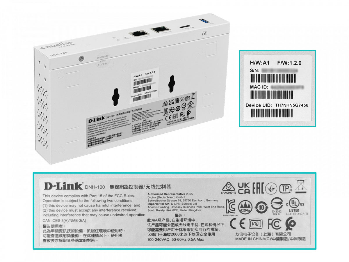DNH-100 D-LINK Nuclias Controlador 1-1000 1-USB MicroSD-16Gb 100-AP 240VAC Rack