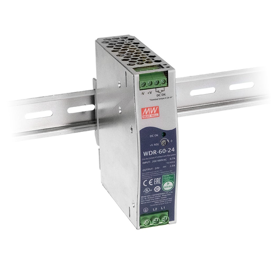 Fuente de poder Riel DIN bifásica 60W WDR-60 - 12V