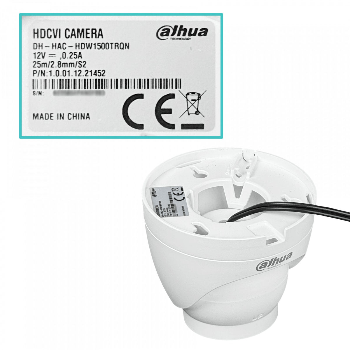 DW1500 DAHUA 2,8mm Cámara HDCVI Domo Analógica IP50 5MP 16:9 IR25m HDW1500TRQN