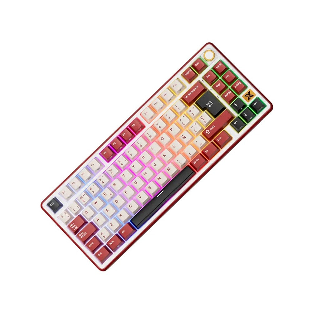 Teclado mecánico RK Royal Kludge RK X87 Burdeos Rojo 87% en español