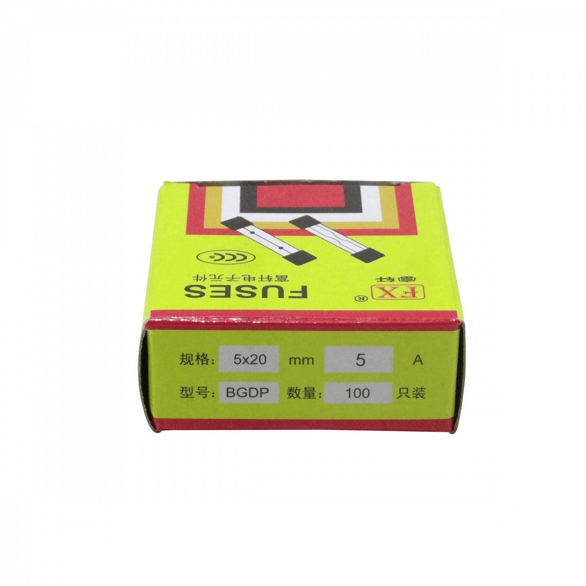 FUSE-5V CAJA con 100 unidades Fusible Cilíndrico de Vidrio de Acción Rápida 5A 5x20mm 250V