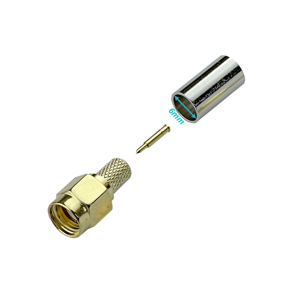 SM2C .SMA-Macho RG58 LMR195 Terminal Coaxial para Crimpar