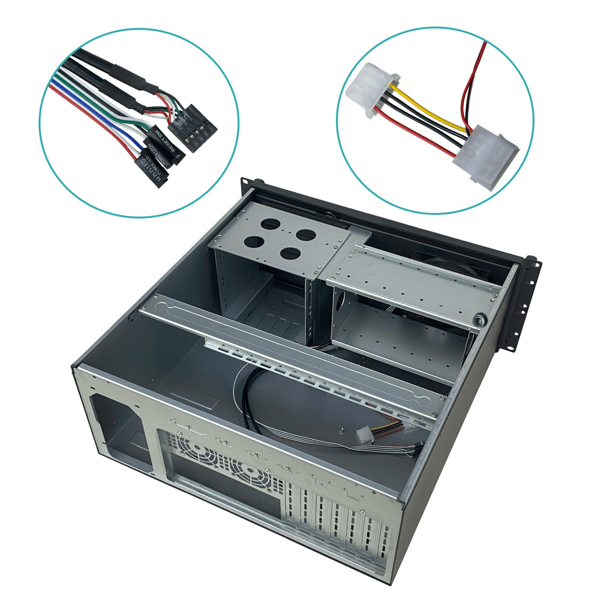 RAG-4U. Gabinete Rack LINKMADE 4U para Micro-ATX y ATX con 4 ranuras PCI de perfil bajo, requiere fuente ATX