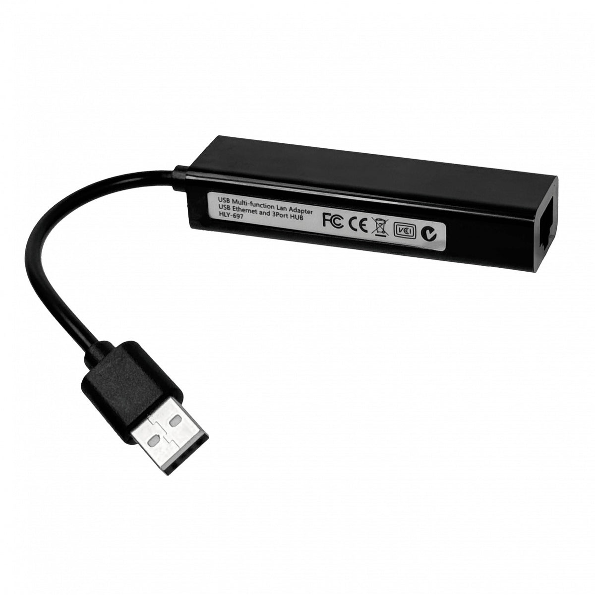 GENLANHUB ULINK Negro Adaptador Hub Multipuerto 1-USB2.0 a 1-LAN-RJ45-Ethernet 10/100Mbps y 3-USB2.0