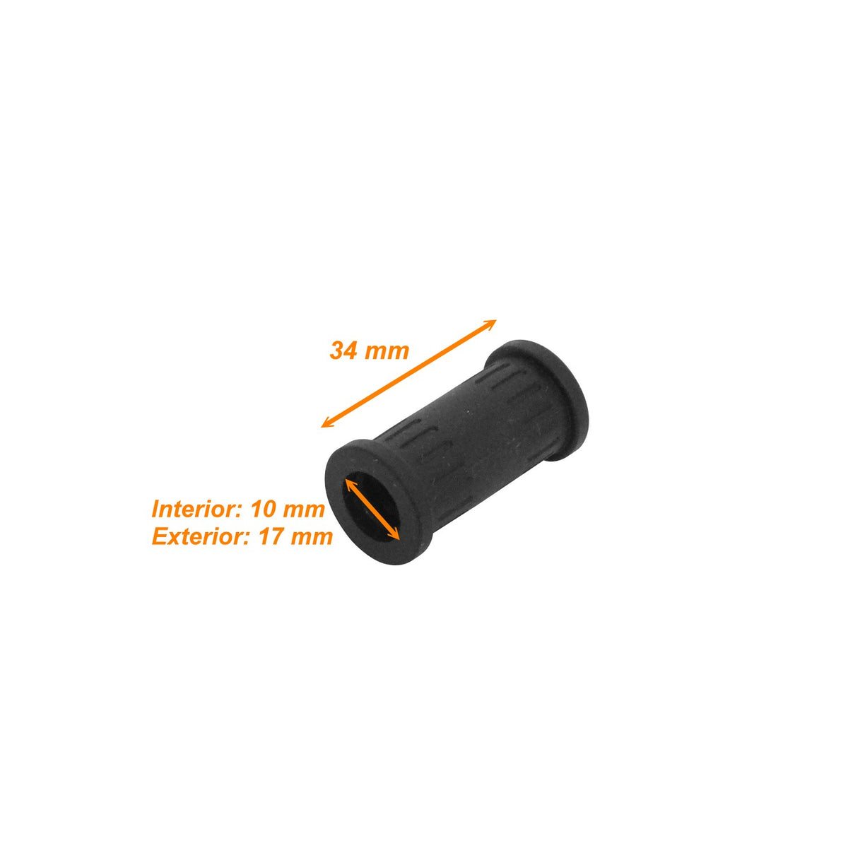 FLEP10-U Conector Recto 10mm para Tubería Flexible Corrugada de Plástico Negro