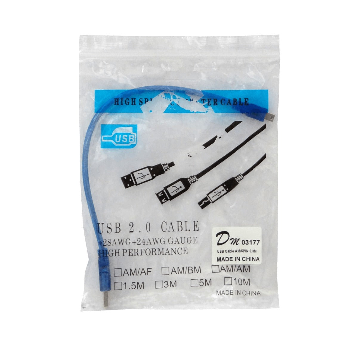 USB-AMI30 Cable USB de 25cm con Conector A Macho de 5 Pines a Mini Macho