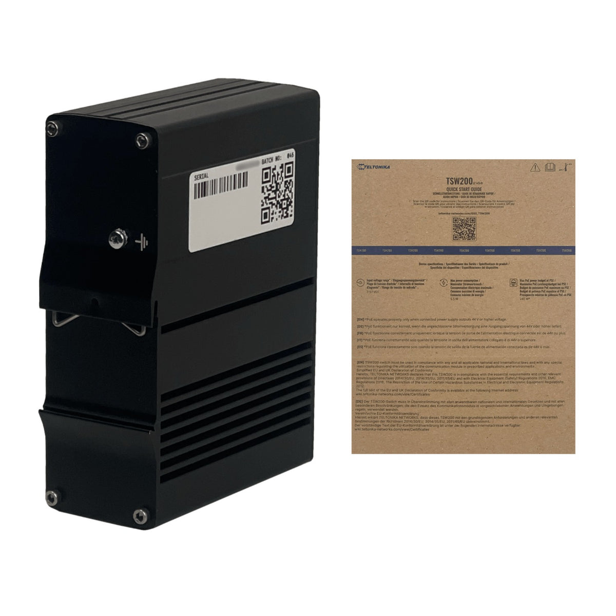 TSW200 TELTONIKA 8-1000-PoE++ 2-SFP 240W-total necesita-7-57V IP30 Carril-DIN Conmutador Industrial