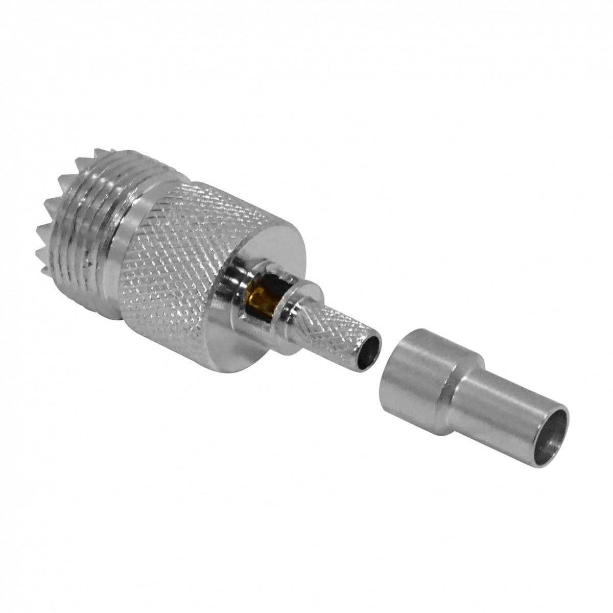 UH2C Conector UHF-Hembra para LMR195 PL259 Crimpable y Soldable CA195 PL-259