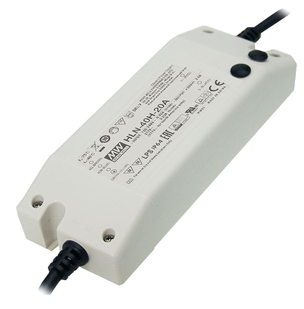 Driver LED plástico voltaje PFC 40W HLN-40H - B - 3 en 1 (1-10V, Resistor, PWM) - 30V
