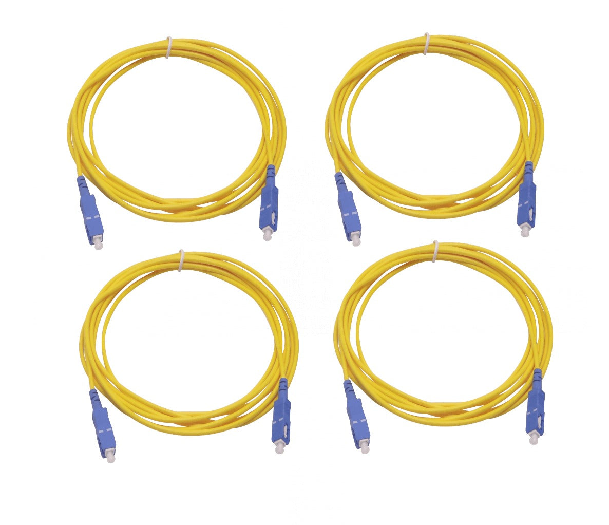 JFSCC3X-4 juego de 4 unidades de cable jumper simplex de fibra óptica monomodo SC-SC/UPC de 3 metros, núcleo 9/125um, diámetro exterior 3mm