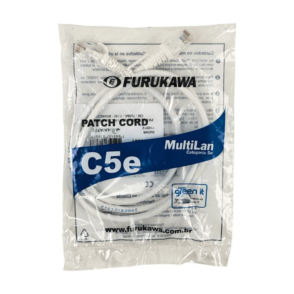 CPW-1F FURUKAWA 1m Cat5e Blanco U/UTP CM Latiguillo RJ45 Multilan 35103501