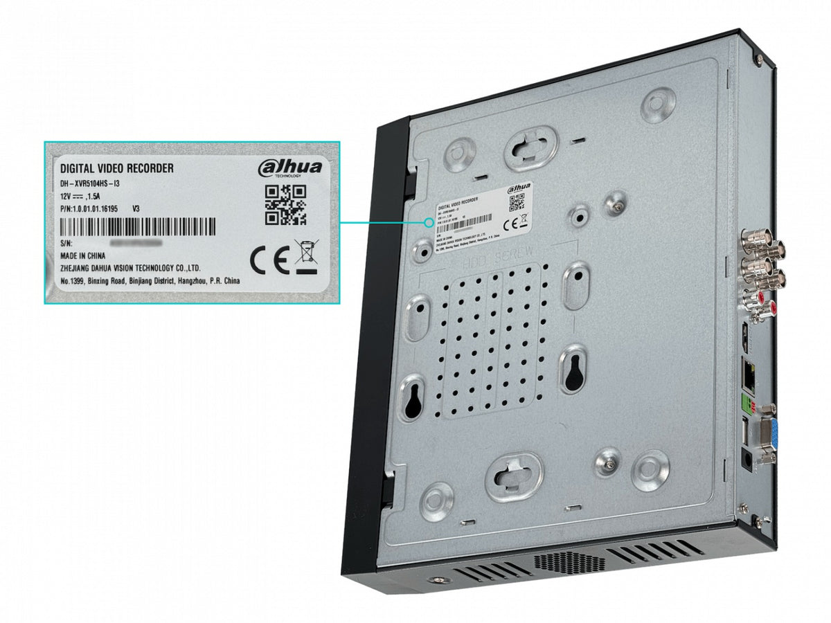 5104-IP DAHUA Grabador IP 4 Canales 5MP Salidas HDMI VGA USB 2 Entradas Audio RCA 1 Disco SATA hasta 16TB WizSense XVR5104HS