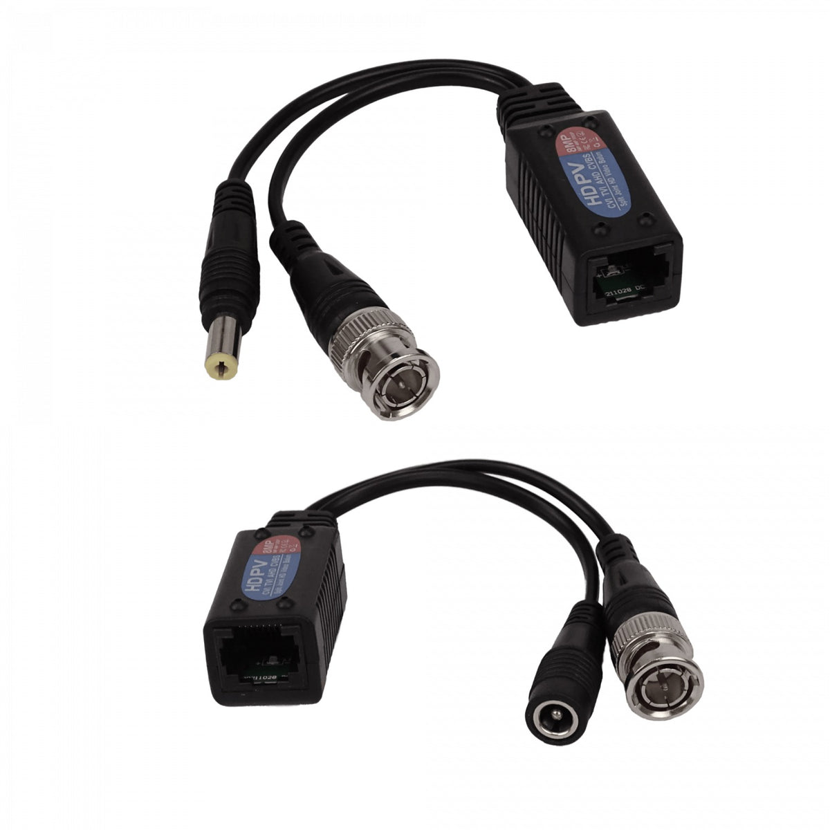 BALUN-RJ45 Video Balun RJ45-H BNC-M UTP Cat5e Cat6 8MP HD Plug-M/H req/12-48Vdc
