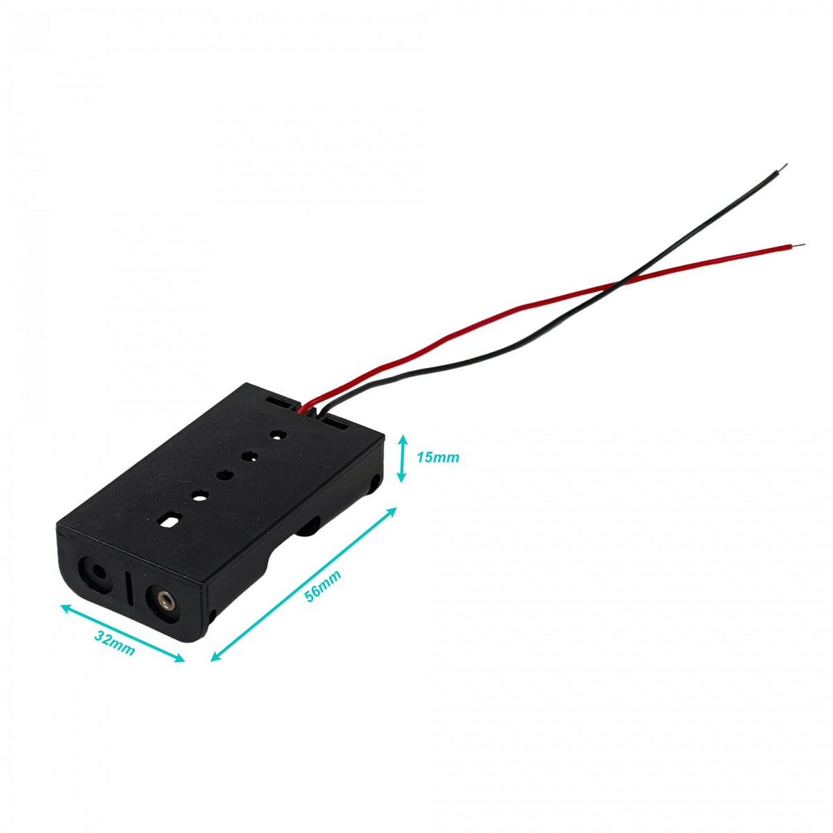 PORTA-2AA Soporte para 2 Pilas AA Negro Cable de 10cm