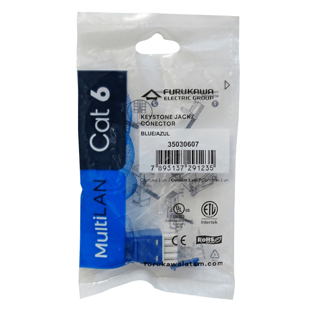 KP6AF FURUKAWA Conector Hembra RJ45 Keystone Azul Categoría 6 UTP Multilan Punch 35030607