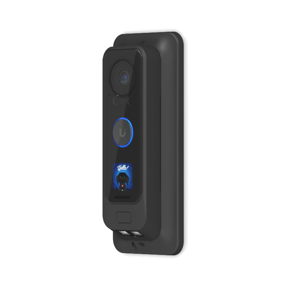 G4-DOORBELL-BOX. Soporte UI negro para instalación plana o en ángulo de 25°, compatible con UVC-G4-Doorbell-Pro, modelo UACC-G4-DOORBELL-PRO-POE-GANG-BOX UBIQUITI