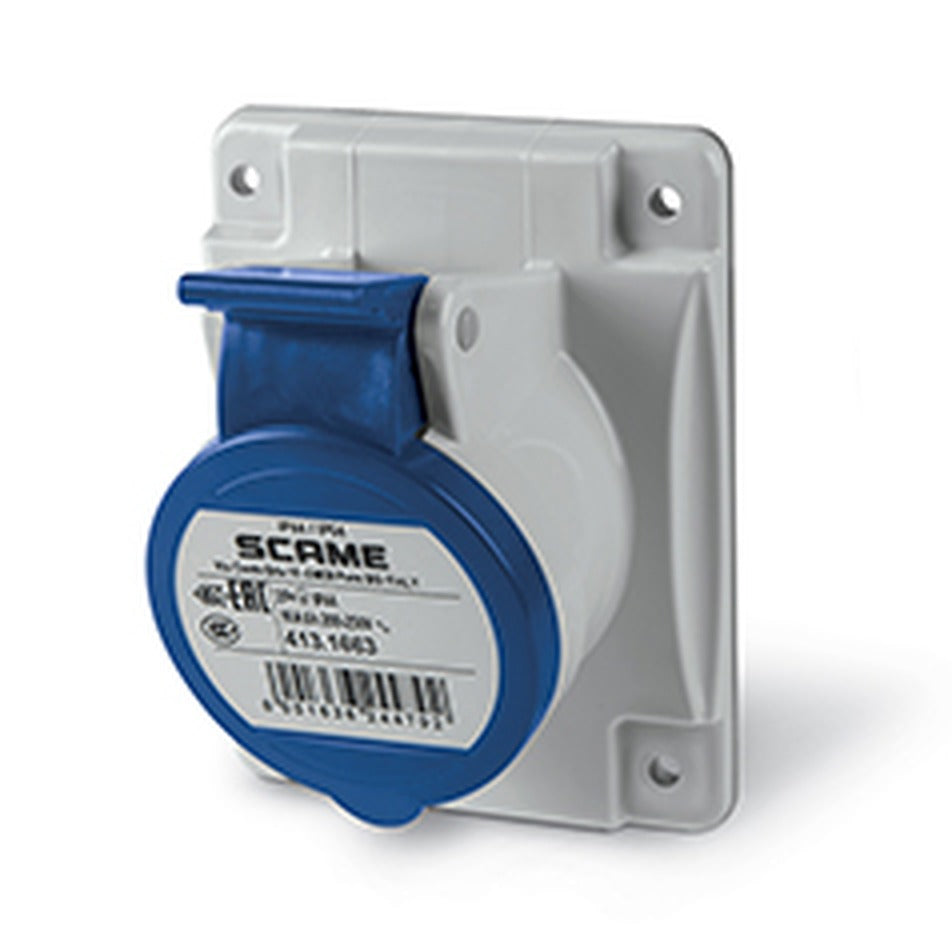 ENCHUFE HEMBRA P/EMPOTRAR 2P+T IP44 32A 6h 200-250V, FIJACION 84X106mm