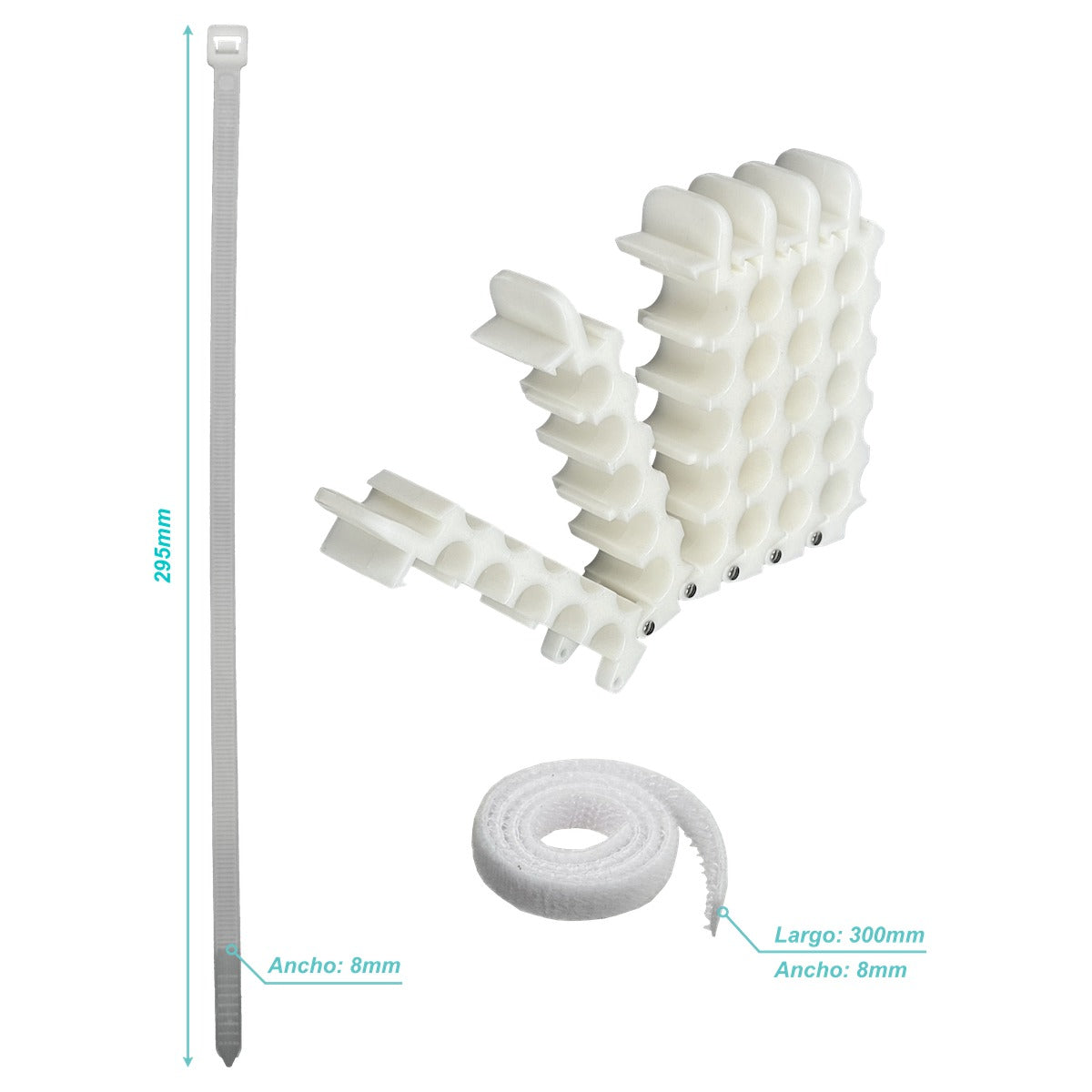 COMB-25 Organizador para 5x5 25 Conductores UTP/FTP máx-9mm Agrupador Manojo Blanco 8x8cm