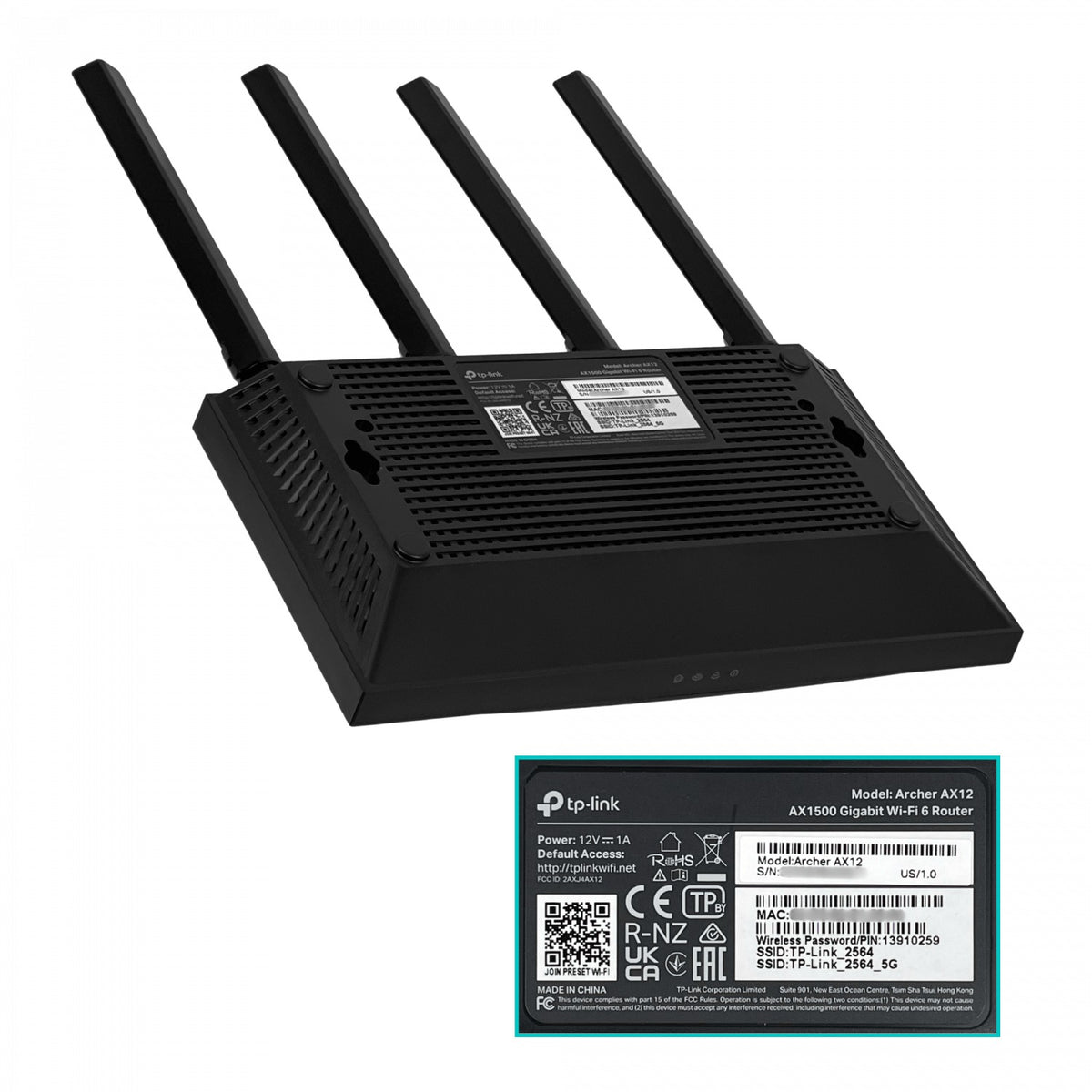 AX12 TP-LINK WiFi6 AX1500 Doble Banda 5GHz+2,4GHz 1201+300mbps 4-antenas-fijas 3-LAN 1-WAN