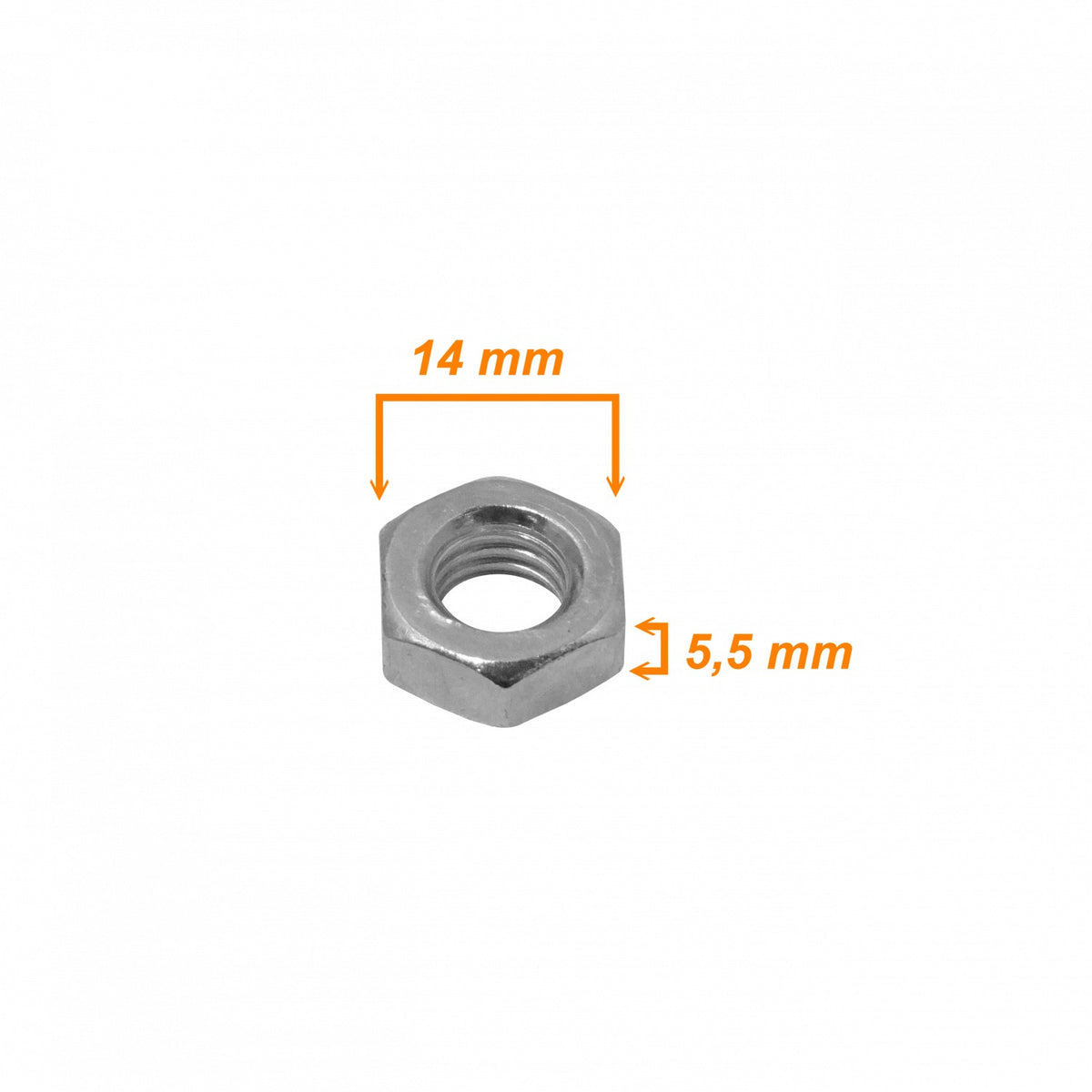 TUE-M8 Tuerca de forma hexagonal M8, 14 mm de diámetro, 5,5 mm de altura, 1 pieza compatible con tornillo sinfín M8-230