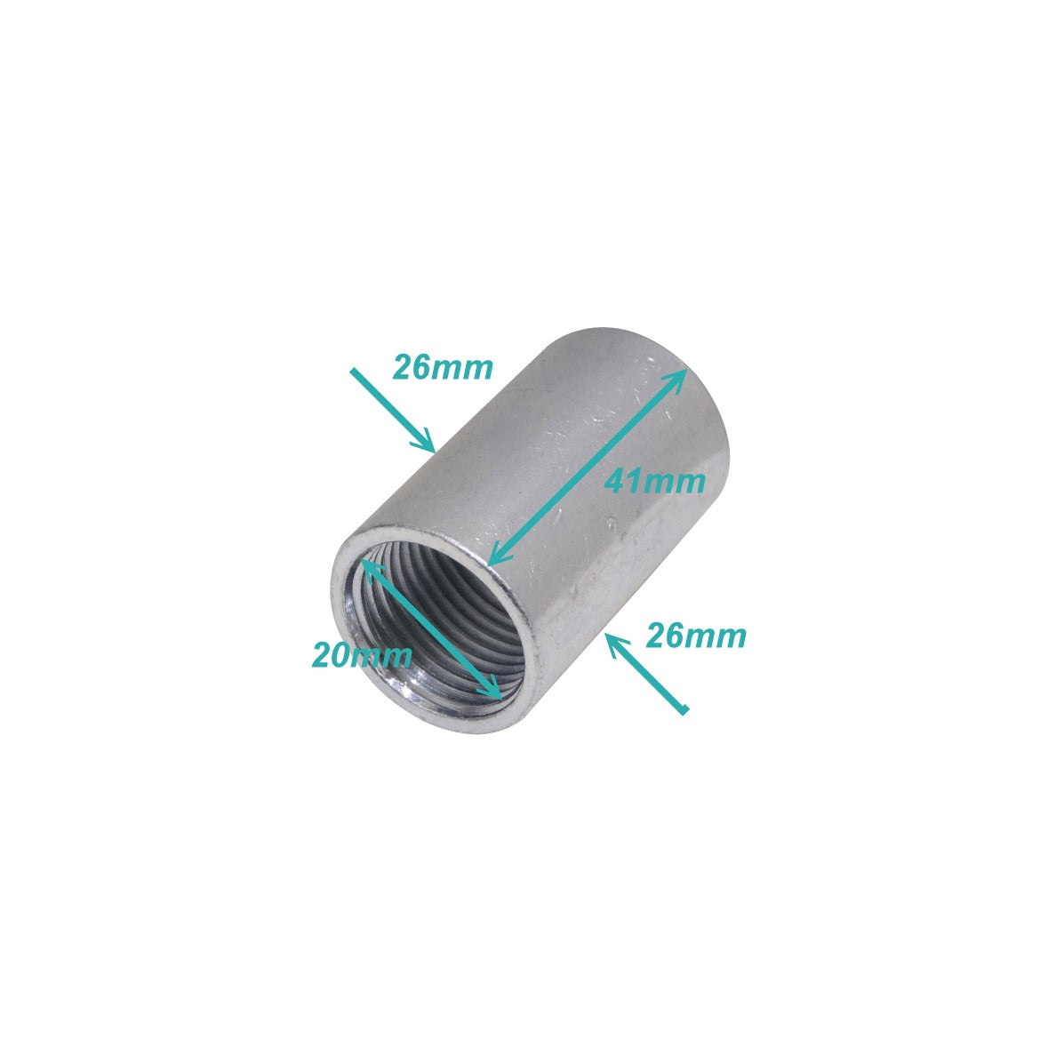 M12-COP Copla zincada de 1/2 pulgada con rosca interna y longitud de 42 mm