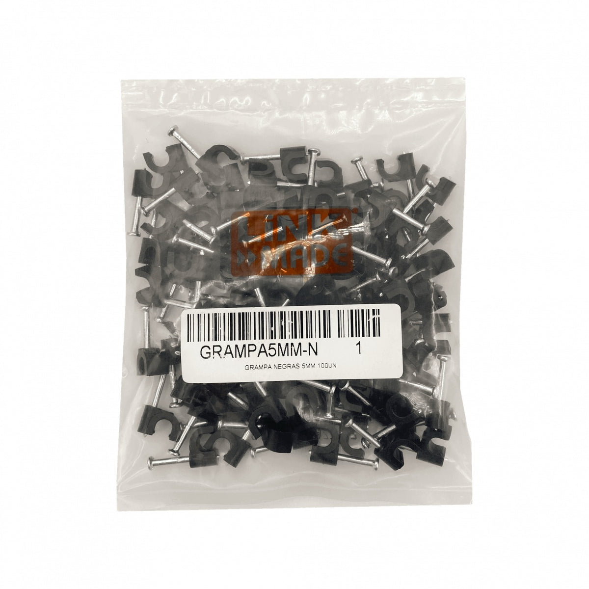 GRAMPA5MM-N LINKMADE Sujetacables 5mm Circular Negra Clavo para Hormigón 100-piezas