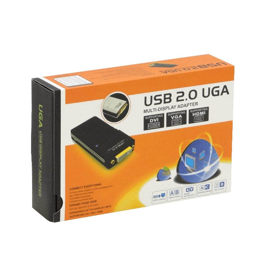 USB-DVI USB2.0-entrada DVI-salida 2048x1152-32bit incl/DVI-HDMI incl/DVI-VGA