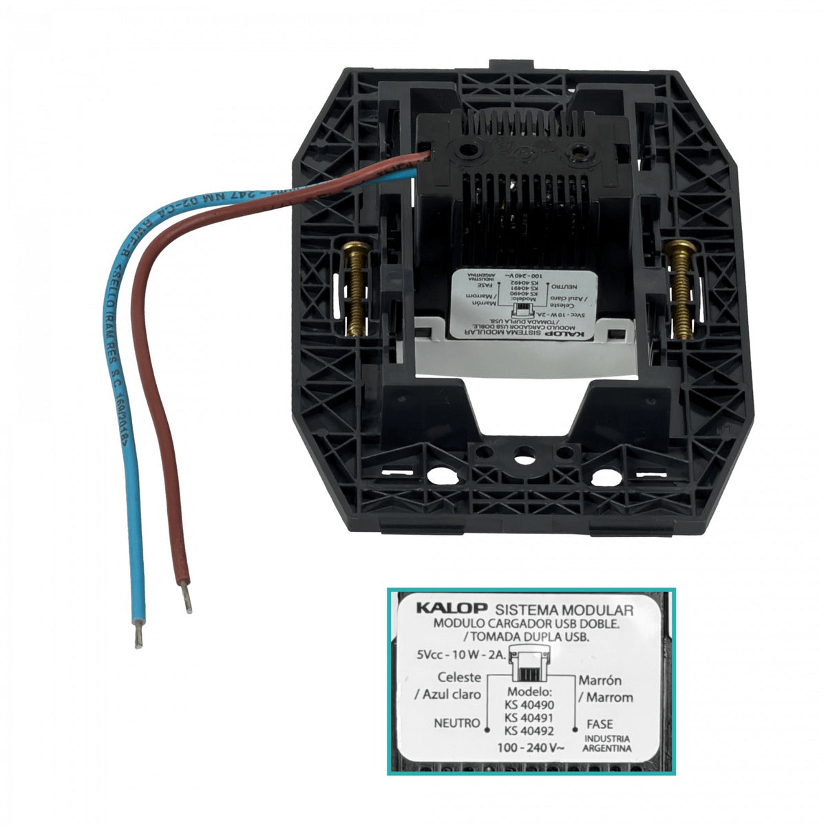 KEP-5 KALOP Módulo 2xUSB-AH 5V 2A 10W 100-240VAC necesita-Bastidor KS40490