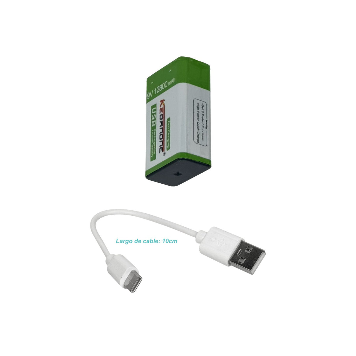 9V-12800C 9V USB-C Recargable 12800mAH Litio Pila/Bateria