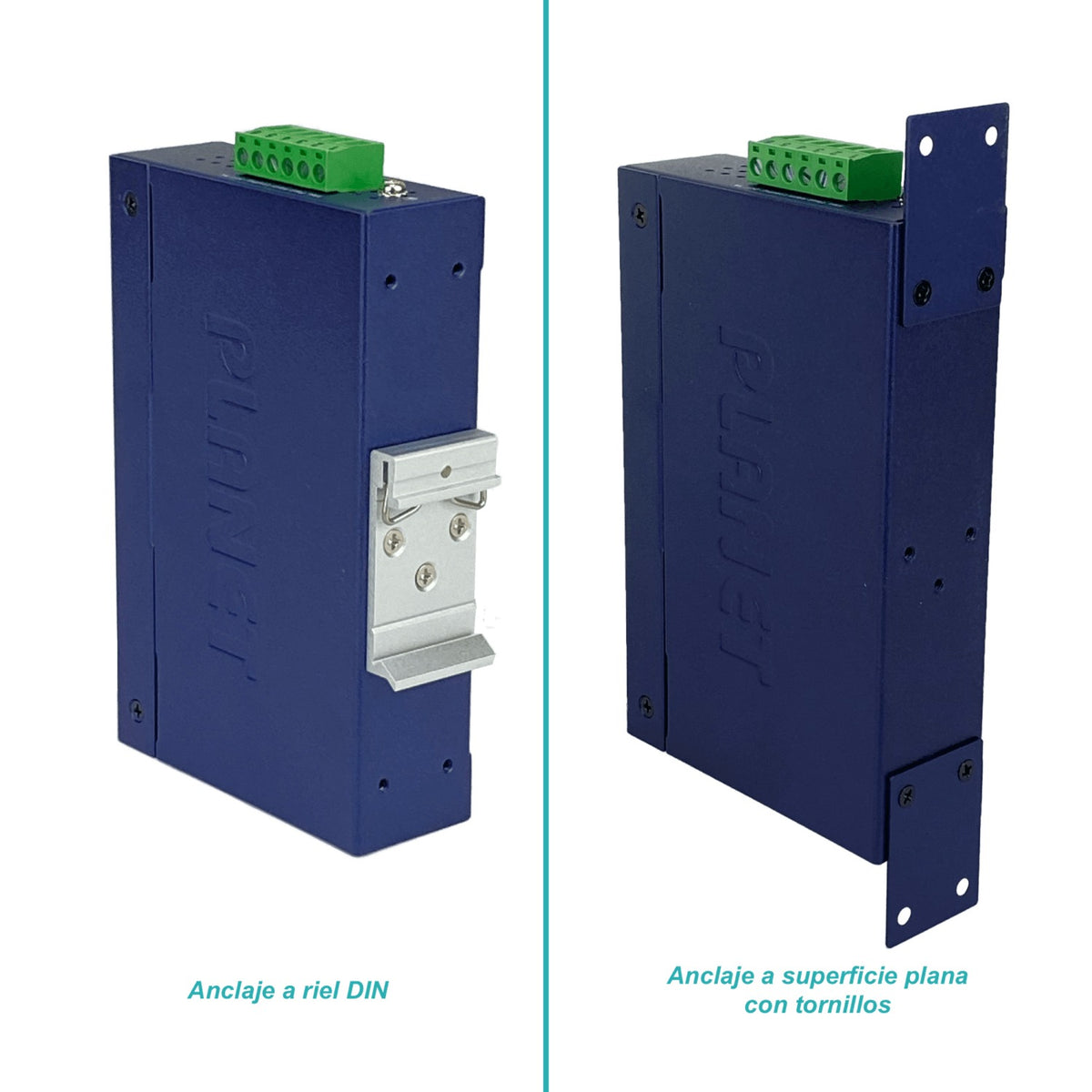 IPOE-171-60W PLANET Inyector Industrial Riel DIN PoE+ Gigabit 802.3at 60W 2-Puertos RJ45 Alimentación 48-56VDC